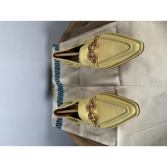 Tory Burch Butter Yellow Twisted Horsebit Pointed Toe Loafers Flats US 5.5 NWB - Picture 2 of 12